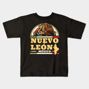 Nuevo Leon Mexico - Mapa Bandera Mexicana - Mexican State Kids T-Shirt